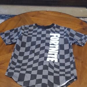 Fortnite Kids Checkered Tee - Black and Gray